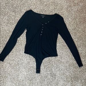 Banana Republic Black Buttoned Bodysuit